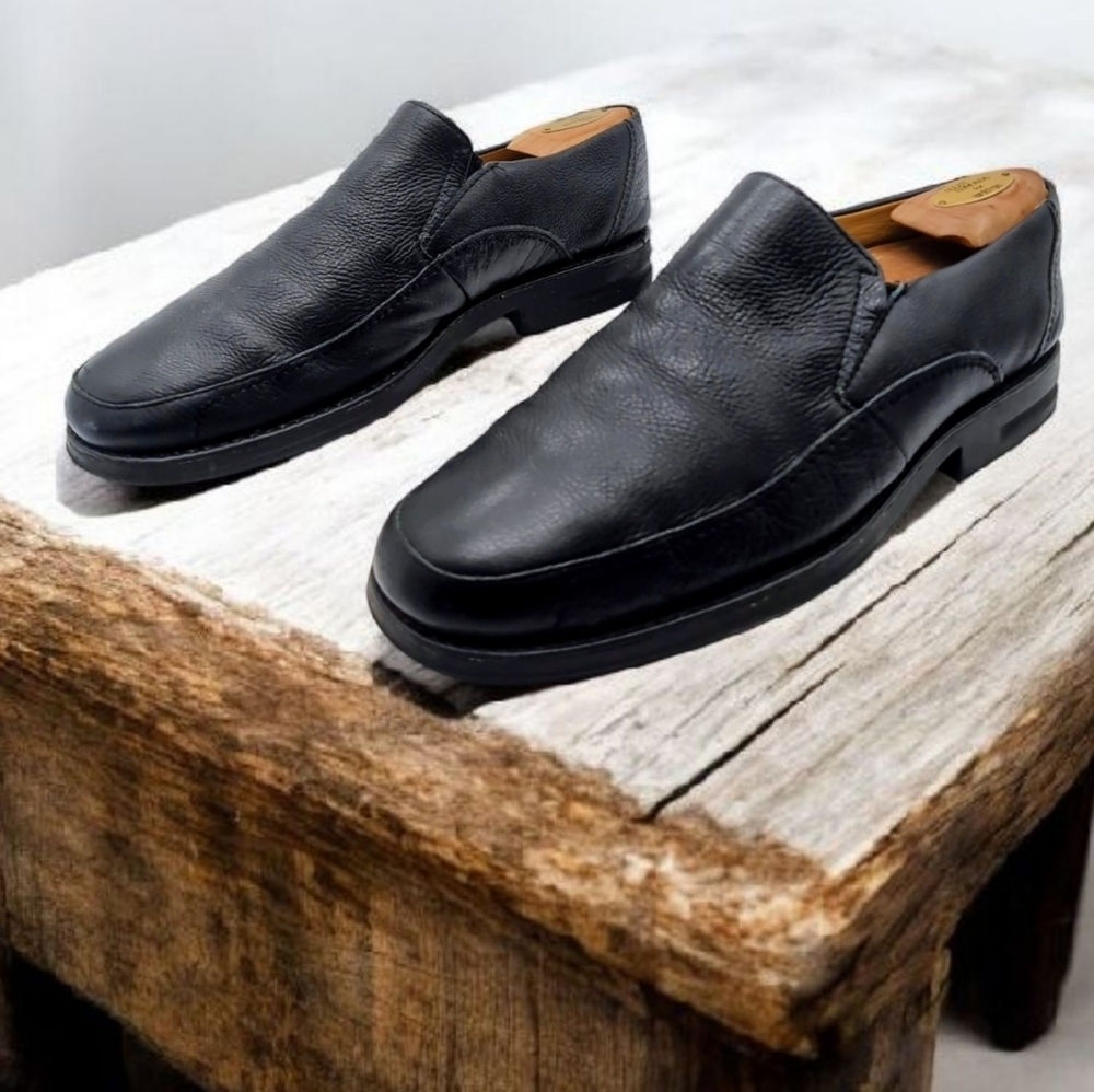 Sandro Moscoloni Sz 9.5 Black Leather Slip-On Loafers USA